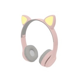 Audífonos con Diadema, Perfect Choice, PC-116998, Bluetooth, 3.5 mm, Gato, Rosa