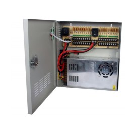 Fuente de Poder Regulada, SAXXON, PSU1220D18US, 12V, 20A para equipos de CCTV, Blanco