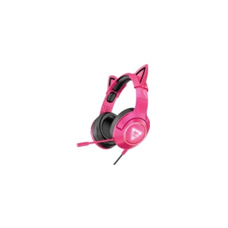 Audífonos con Micrófono, Ocelot Gaming, OGH03, Alámbrico, 3.5 mm, Rosa con Negro, LED Blanco