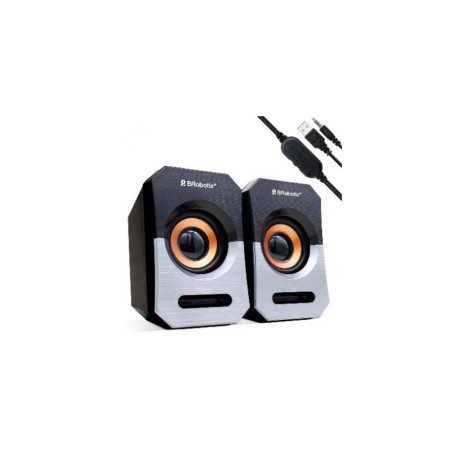 Bocina, Brobotix, 963913, 3.5 mm, USB, Negro, Plateado