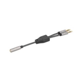 Cable de Audio, Manhattan, 356121, Adaptador 2 a 1 plug, 3.5 mm, Micrófono y Audio, 15 cm