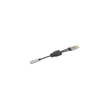 Cable de Audio, Manhattan, 356121, Adaptador 2 a 1 plug, 3.5 mm, Micrófono y Audio, 15 cm