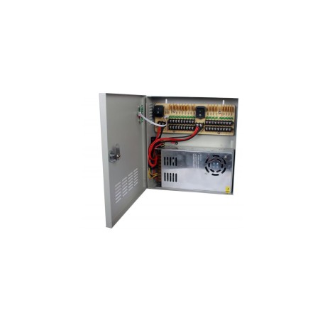 Fuente de Poder Regulada, SAXXON, PSU1220D18US, 12V, 20A para equipos de CCTV, Blanco